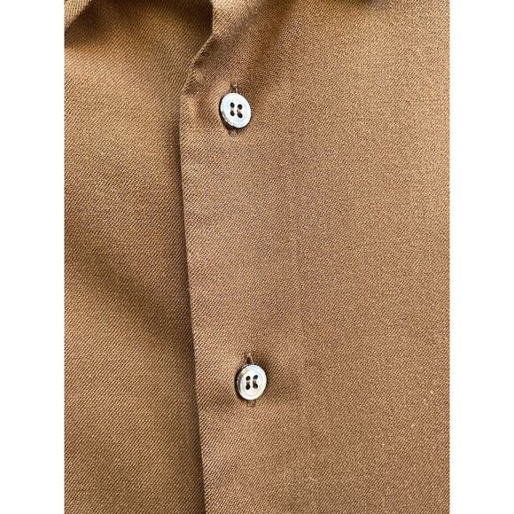 Brioni 98% Wool Button Down Dress Shirt in Brown Made in Italy, Size Small - Picture 4 of 9